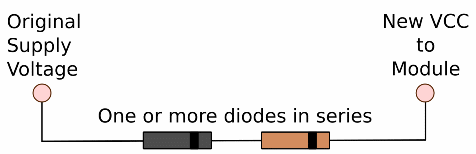 Use of diodes to reduce the voltage