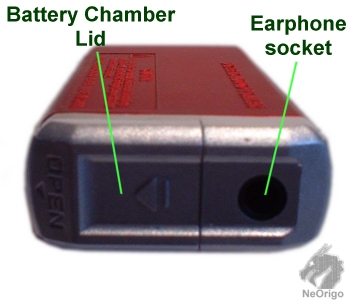 headphone socket and battery compartment